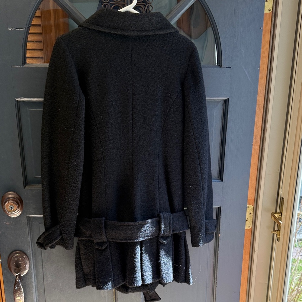 Nick & Mo Black Wool-Blend Trench Coat with Belt